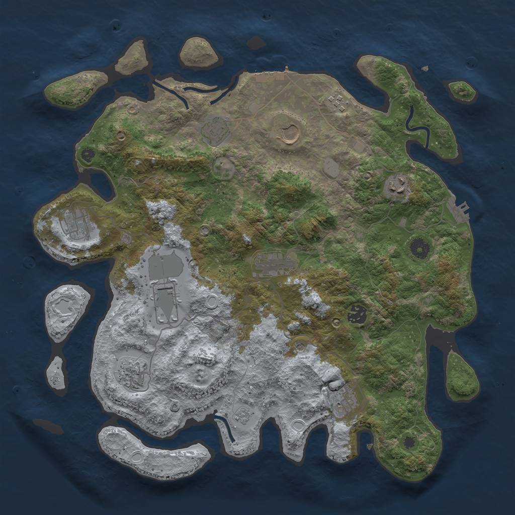 Rust Map: Procedural Map, Size: 3950, Seed: 84111391, 19 Monuments