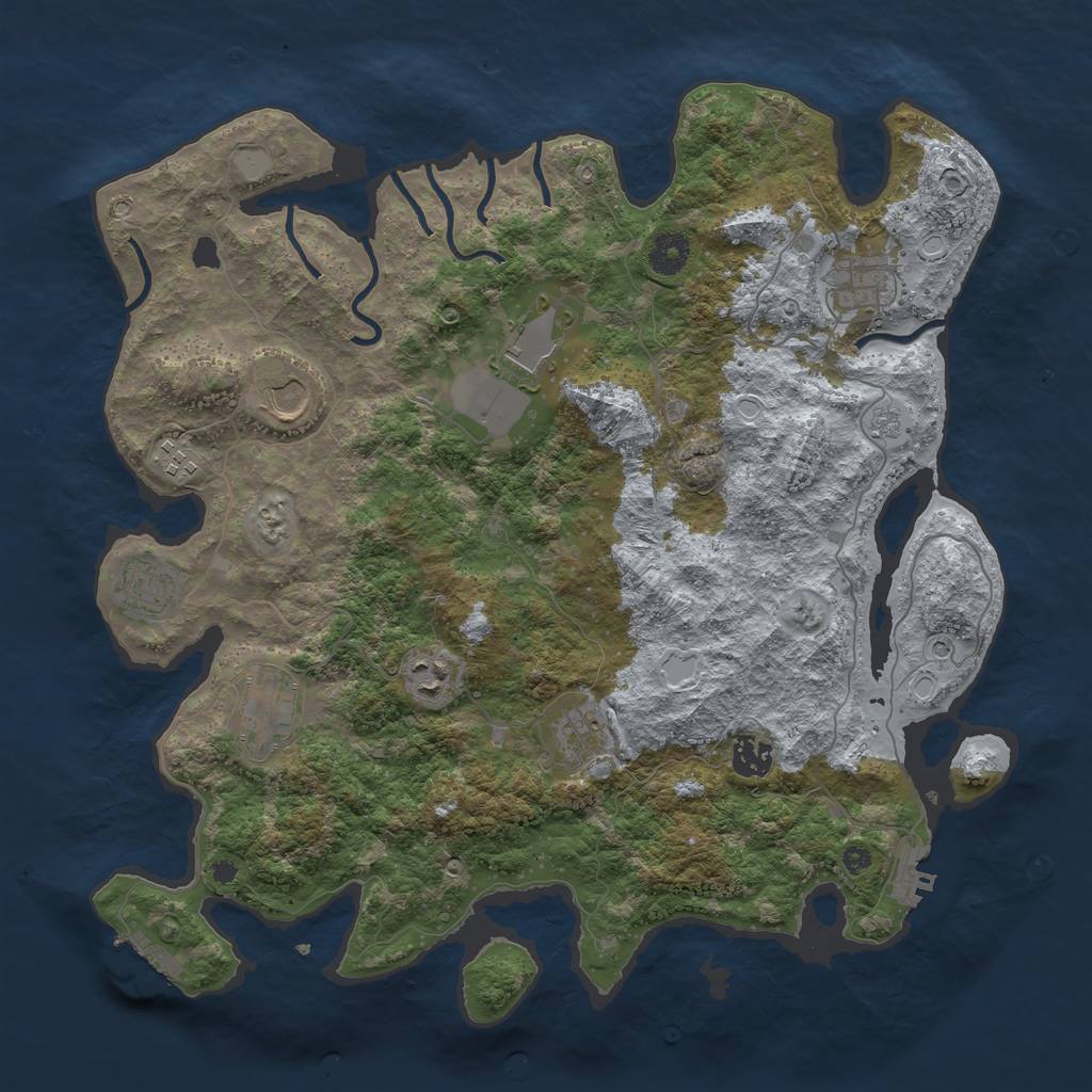 Rust Map: Procedural Map, Size: 3900, Seed: 1574690, 18 Monuments