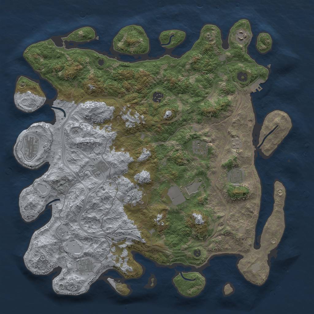 Rust Map: Procedural Map, Size: 4400, Seed: 42033538, 18 Monuments