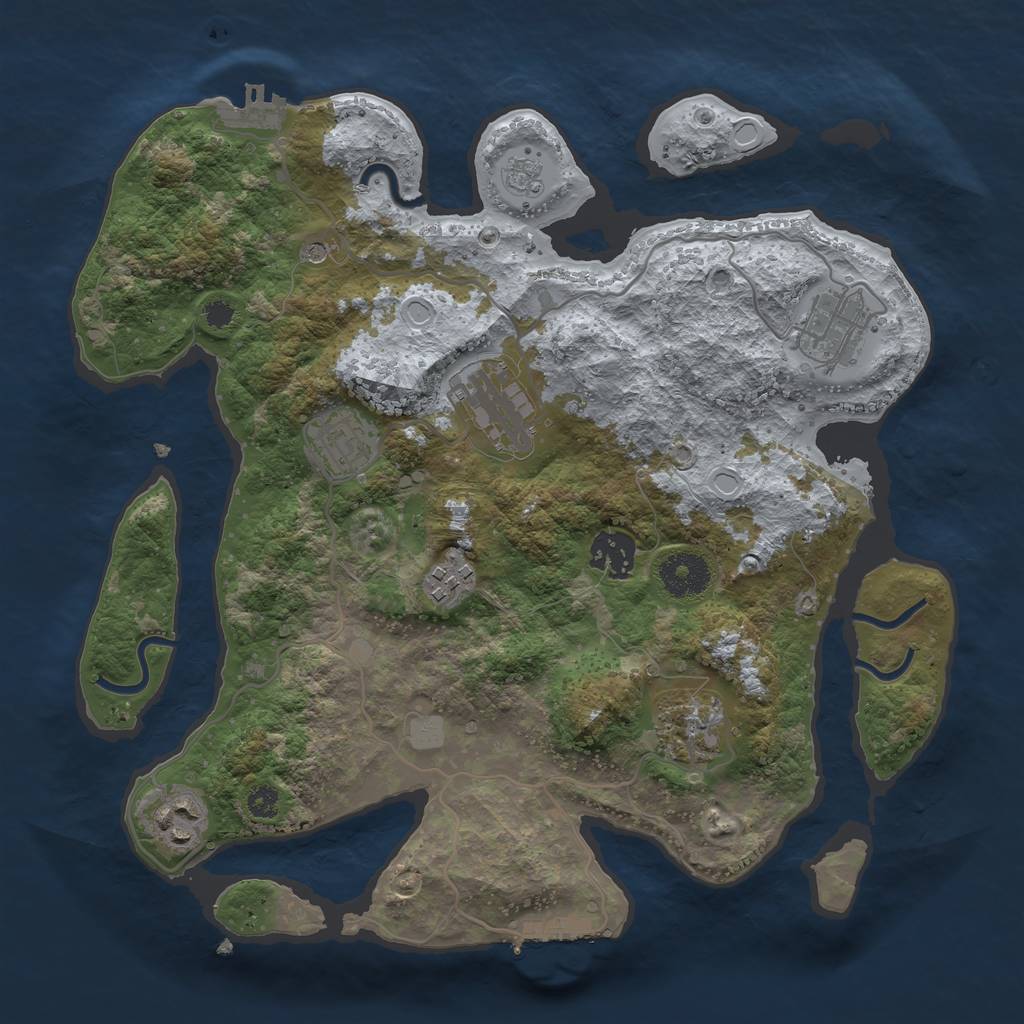 Rust Map: Procedural Map, Size: 3250, Seed: 438961, 16 Monuments