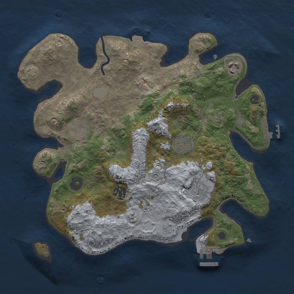 Rust Map: Procedural Map, Size: 3250, Seed: 1953512824, 11 Monuments