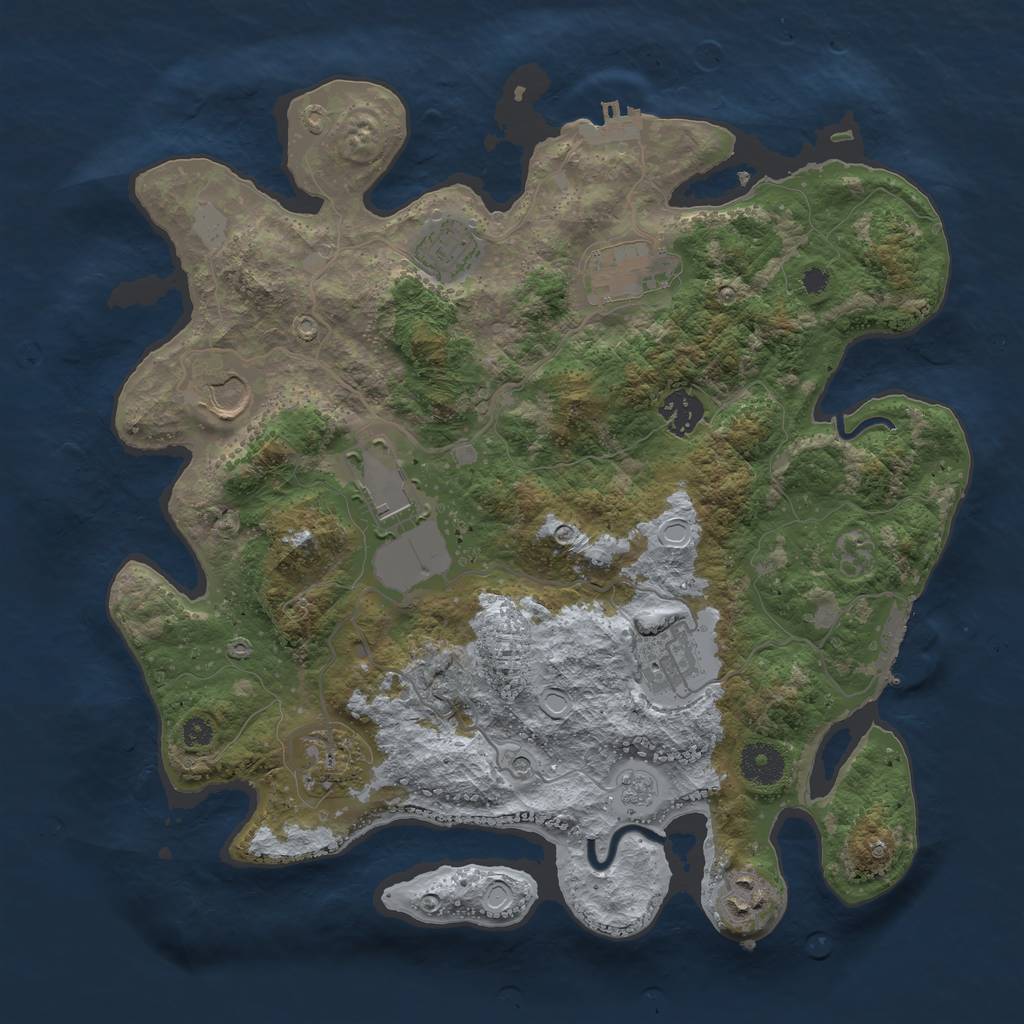 Rust Map: Procedural Map, Size: 3550, Seed: 7466096, 17 Monuments