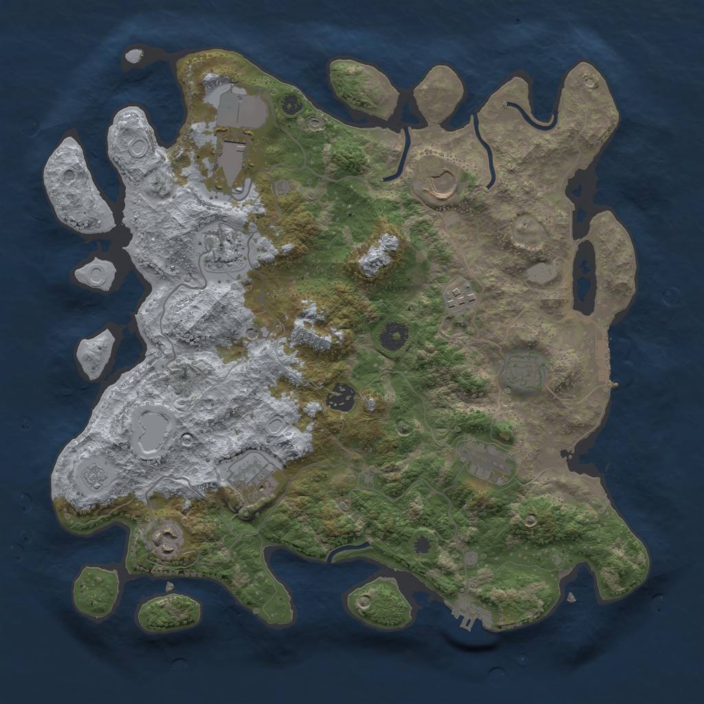 Rust Map: Procedural Map, Size: 3700, Seed: 35672499, 18 Monuments