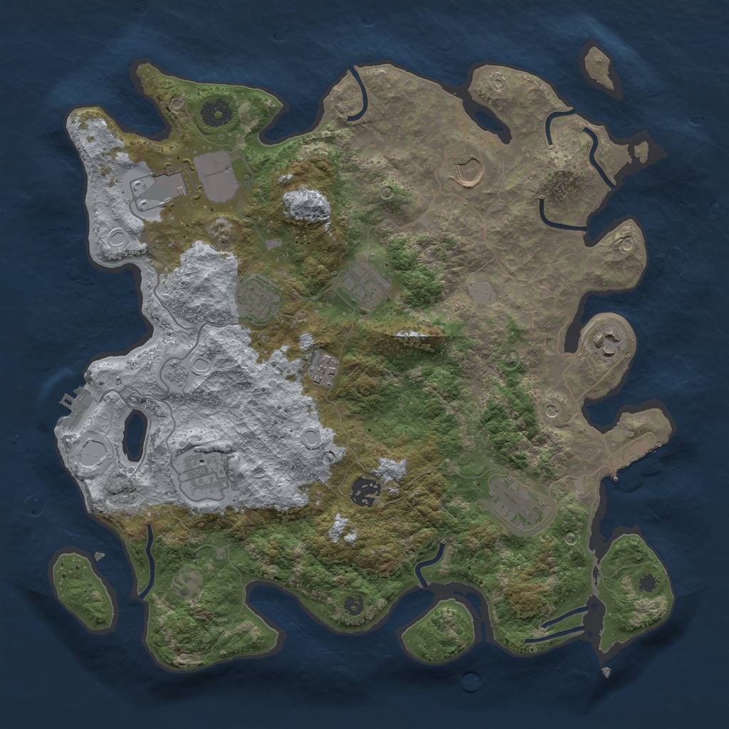 Rust Map: Procedural Map, Size: 3700, Seed: 48422, 18 Monuments