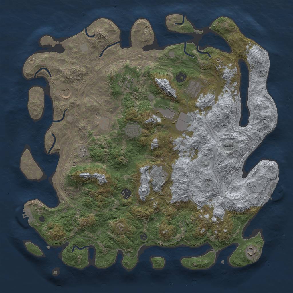 Rust Map: Procedural Map, Size: 4300, Seed: 639506217, 19 Monuments