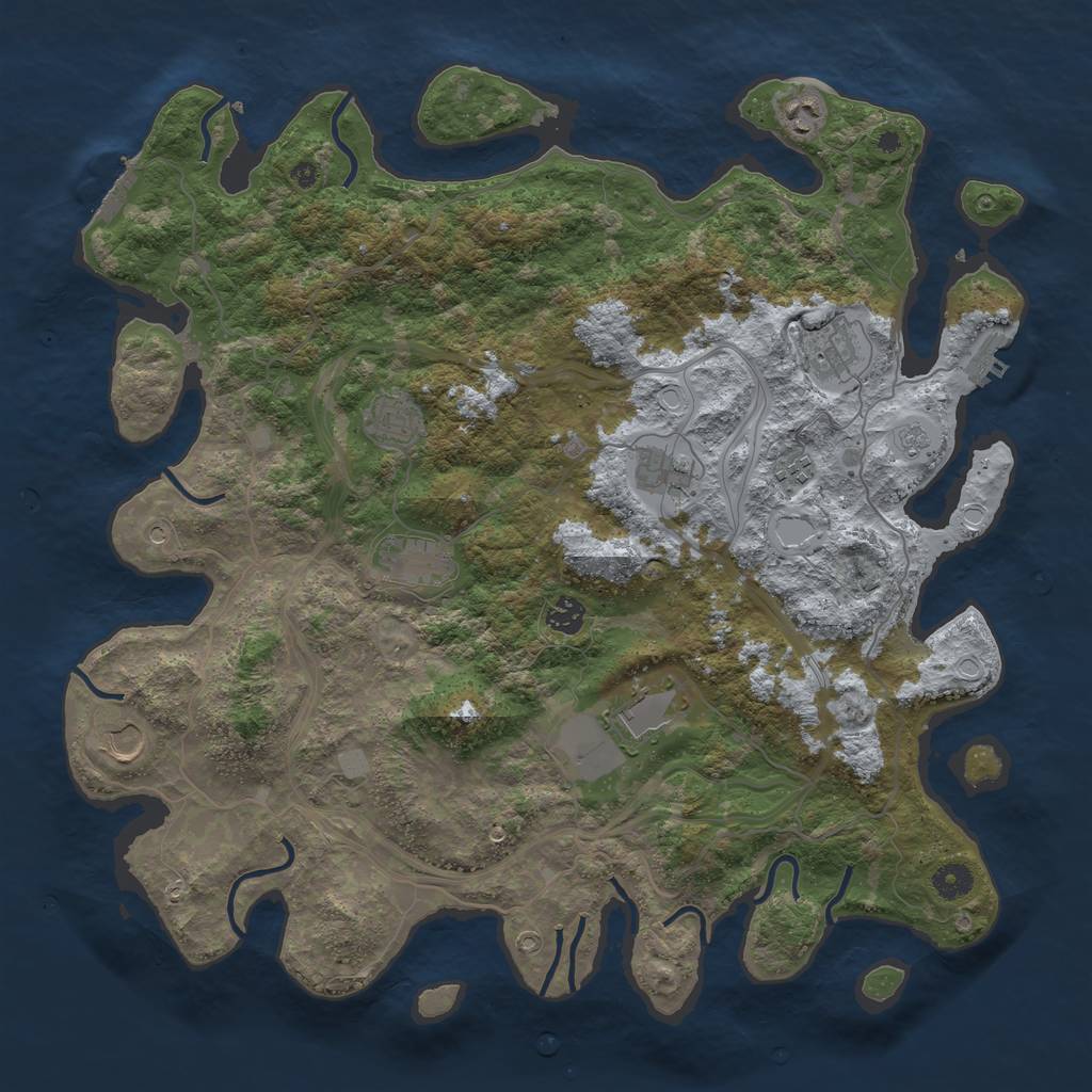 Rust Map: Procedural Map, Size: 4300, Seed: 402185512, 18 Monuments