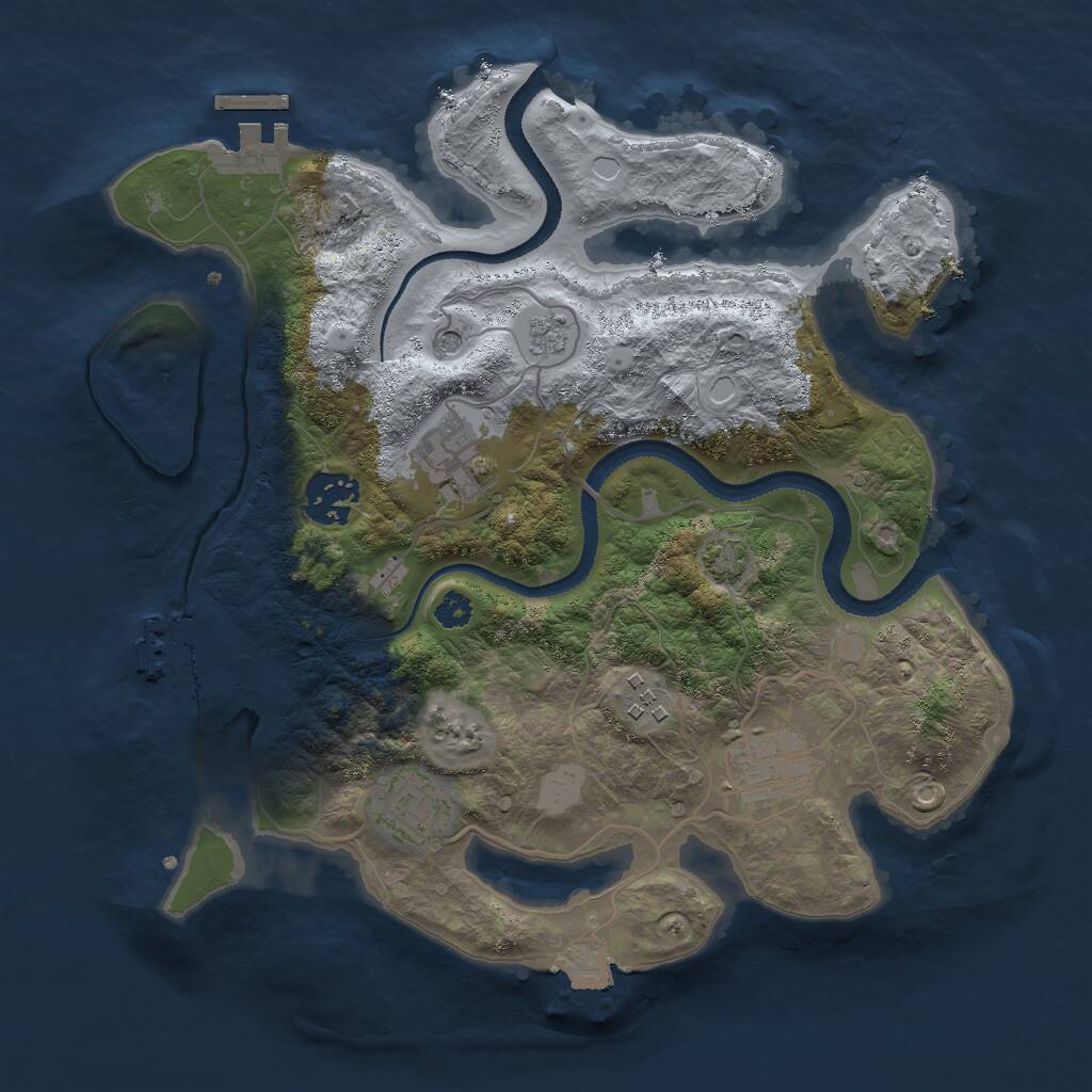 Rust Map: Procedural Map, Size: 3000, Seed: 601372, 11 Monuments