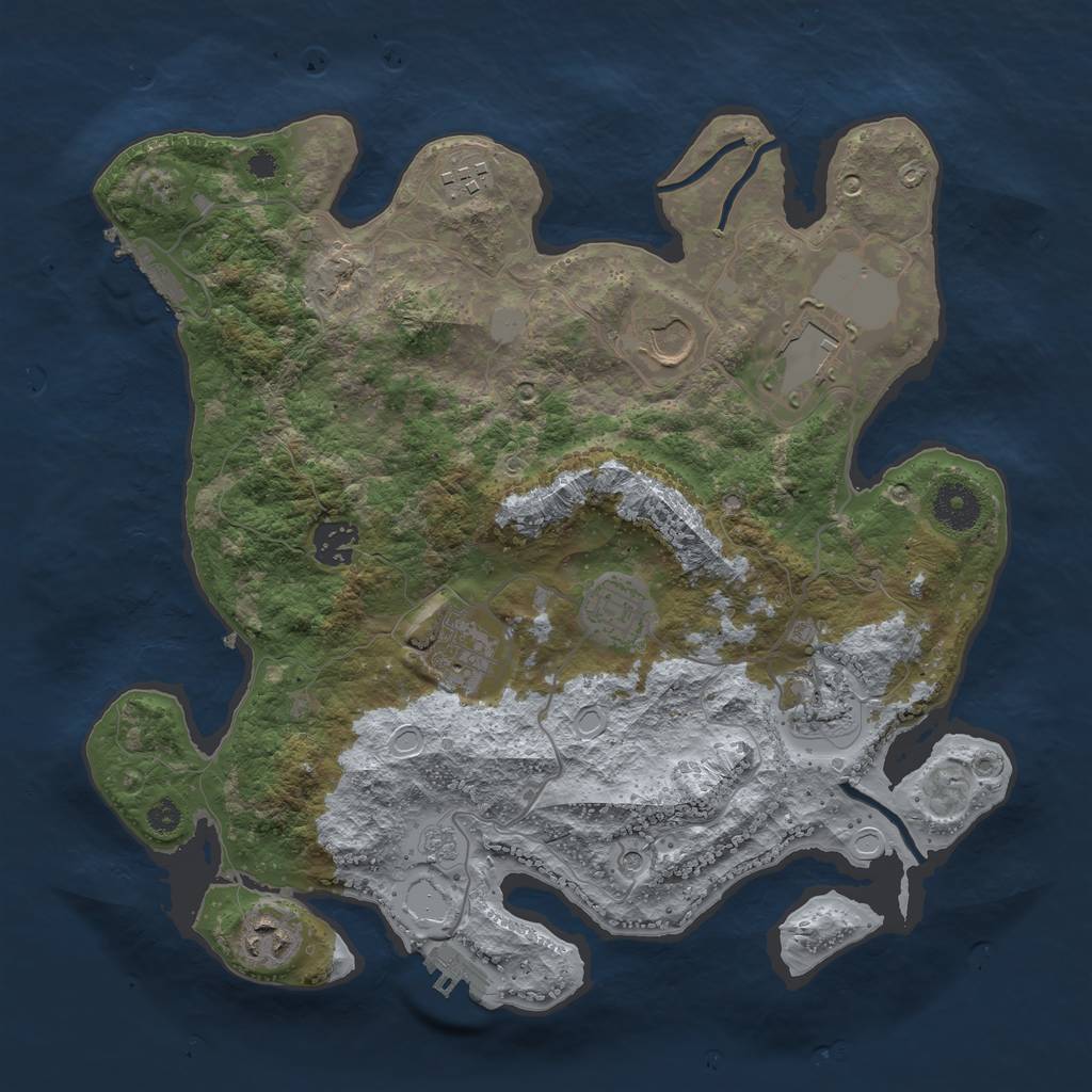 Rust Map: Procedural Map, Size: 3500, Seed: 49864276, 17 Monuments