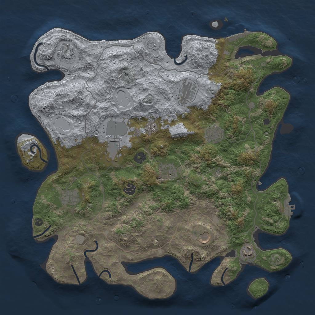 Rust Map: Procedural Map, Size: 4000, Seed: 48176, 19 Monuments