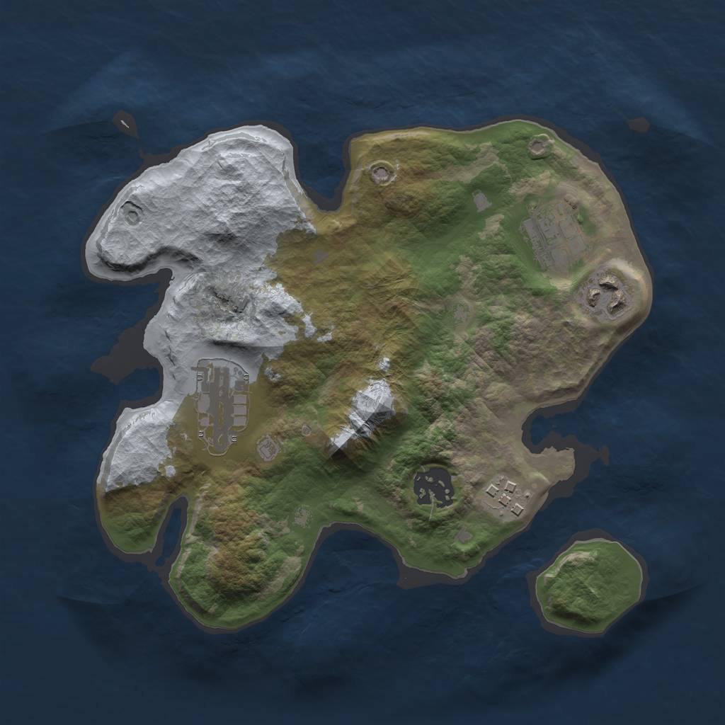 Rust Map: Barren, Size: 2600, Seed: 8, 7 Monuments