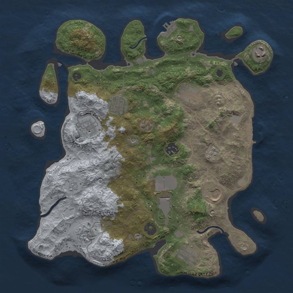 Rust Map: Procedural Map, Size: 3500, Seed: 123858476, 19 Monuments