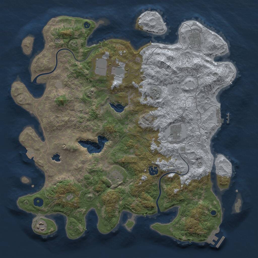 Rust Map: Procedural Map, Size: 4000, Seed: 237829, 12 Monuments