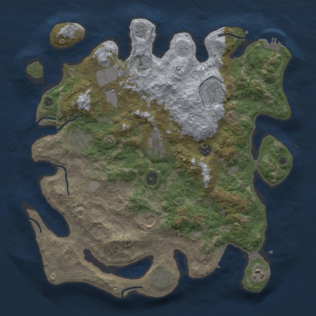 Rust Map: Procedural Map, Size: 3850, Seed: 8639895, 18 Monuments