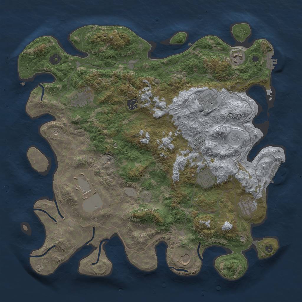 Rust Map: Procedural Map, Size: 4000, Seed: 20929579, 18 Monuments