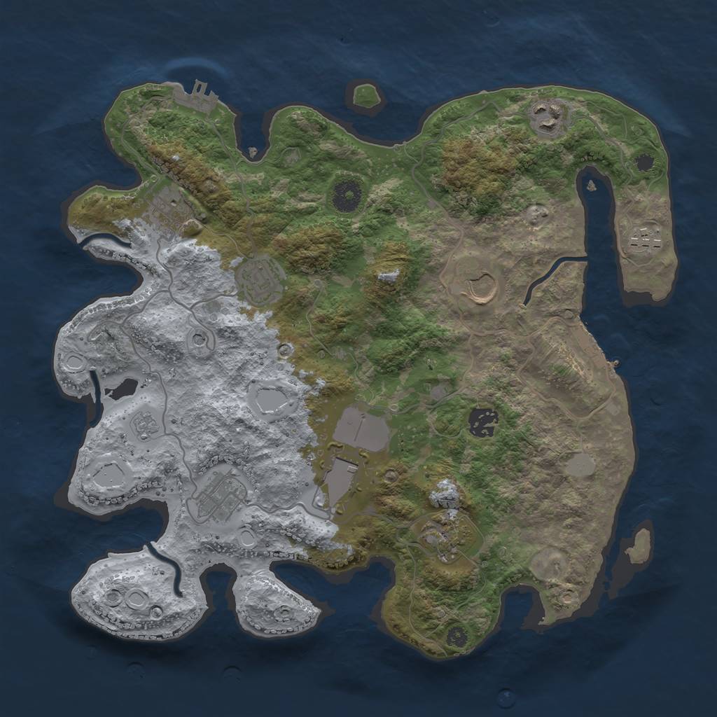 Rust Map: Procedural Map, Size: 3500, Seed: 1279930763, 18 Monuments