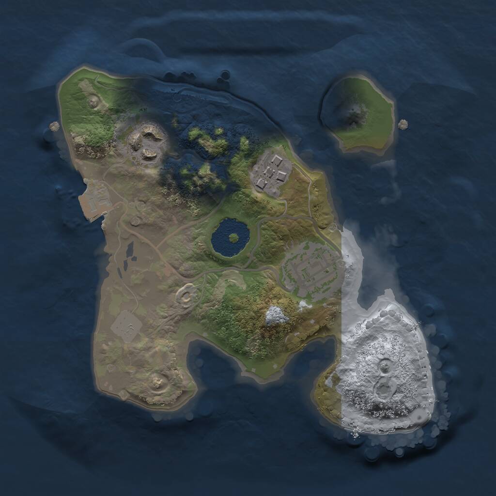 Rust Map: Procedural Map, Size: 2000, Seed: 1396622450, 4 Monuments