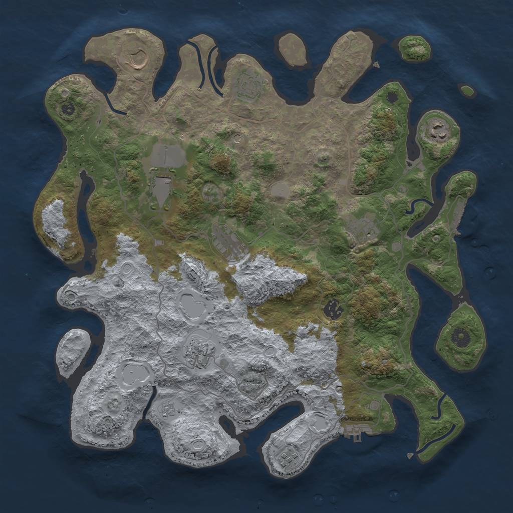 Rust Map: Procedural Map, Size: 4000, Seed: 973401, 18 Monuments