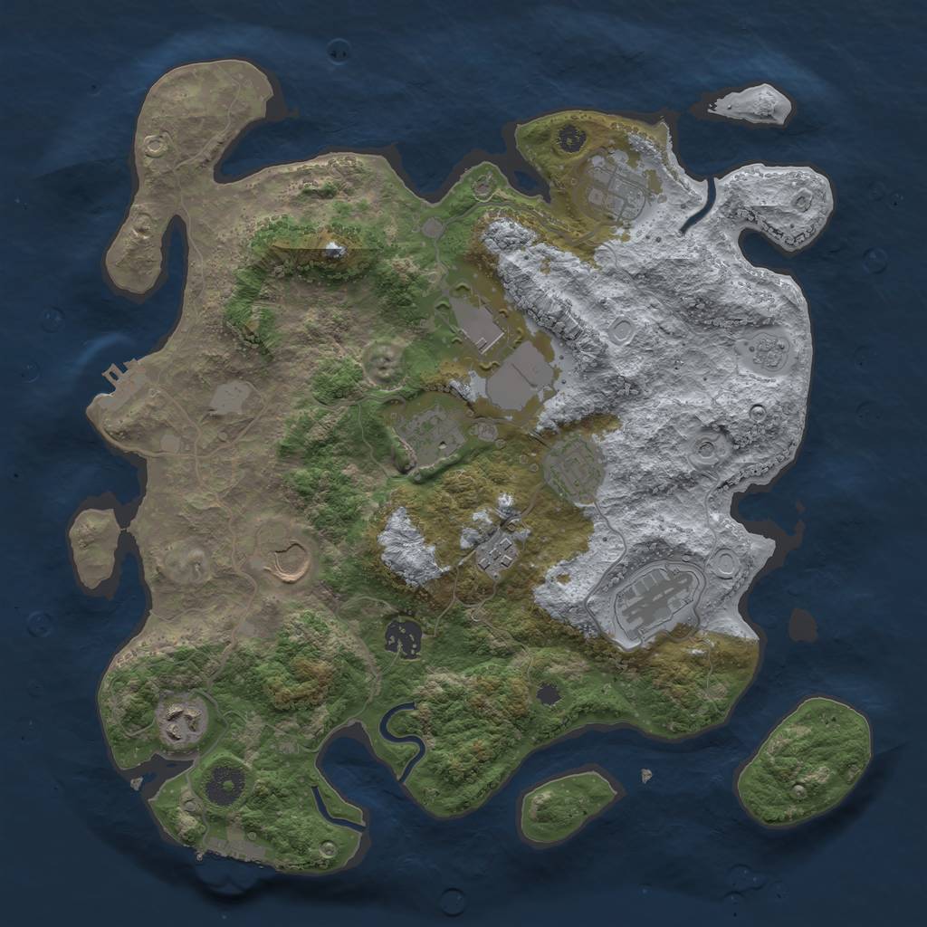 Rust Map: Procedural Map, Size: 3550, Seed: 243800, 18 Monuments