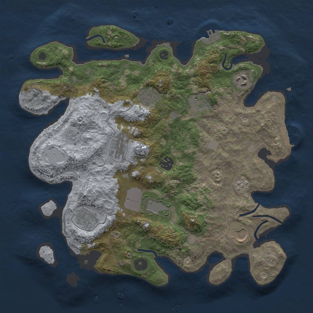 Rust Map: Procedural Map, Size: 3550, Seed: 752726, 18 Monuments