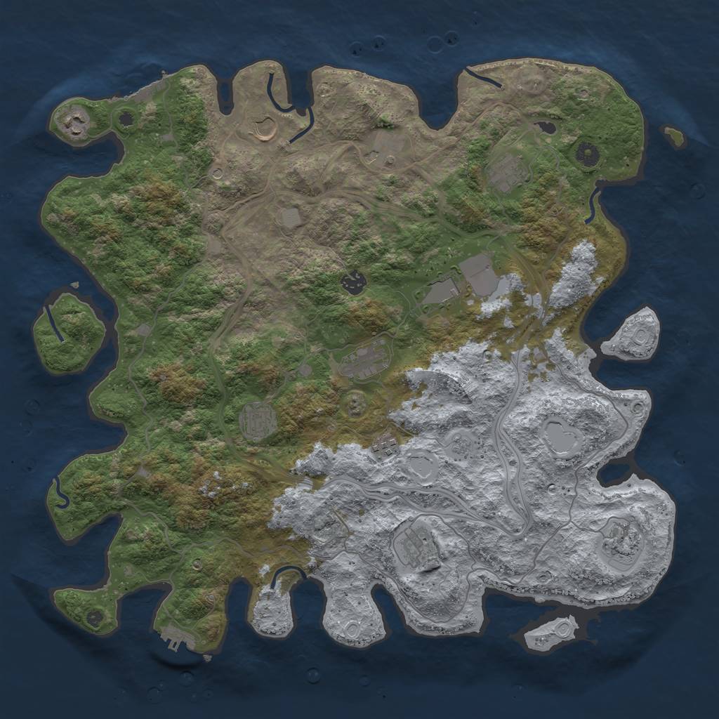 Rust Map: Procedural Map, Size: 4500, Seed: 7233, 20 Monuments