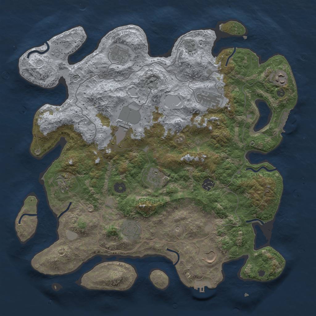 Rust Map: Procedural Map, Size: 4000, Seed: 43081558, 19 Monuments