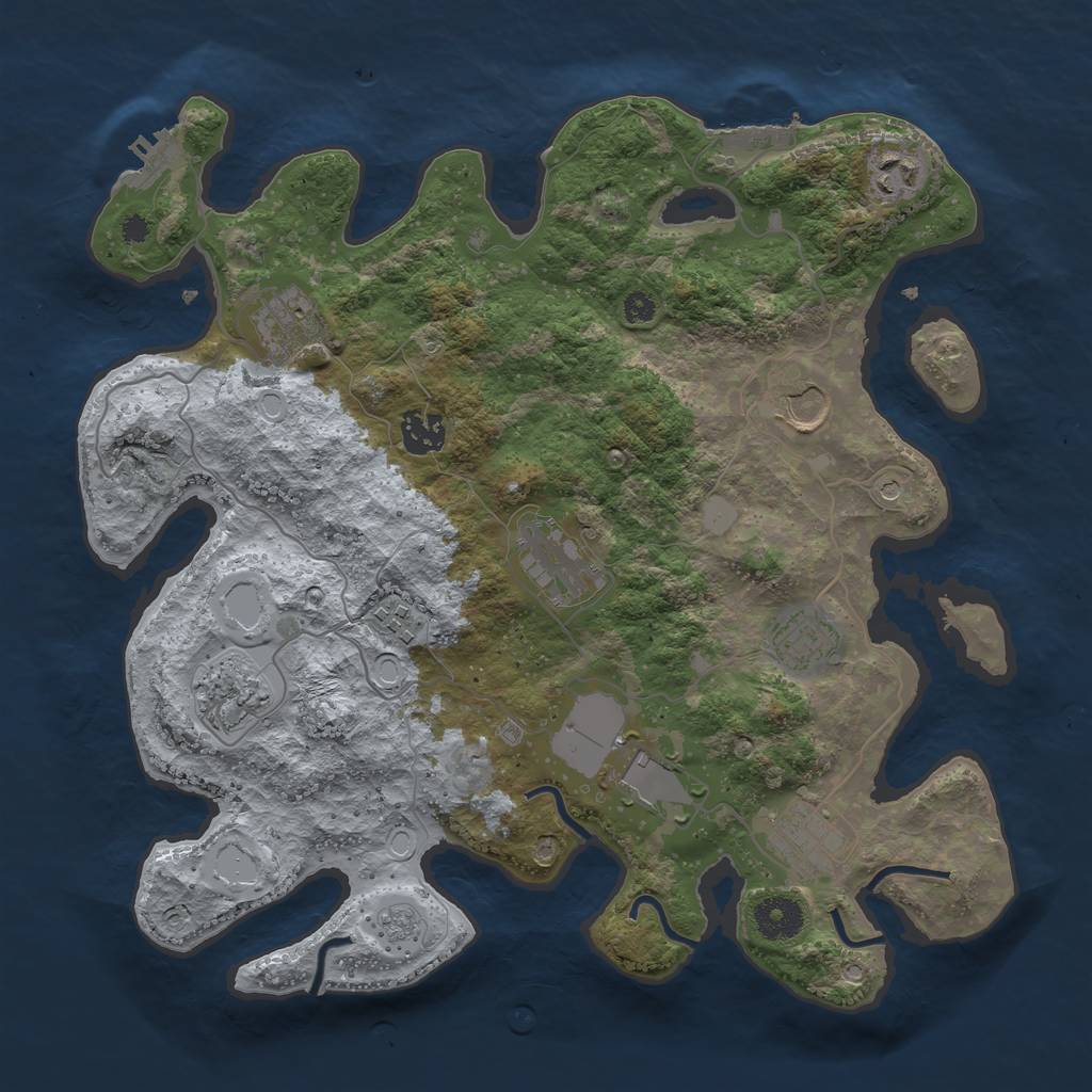 Rust Map: Procedural Map, Size: 3550, Seed: 971713, 19 Monuments