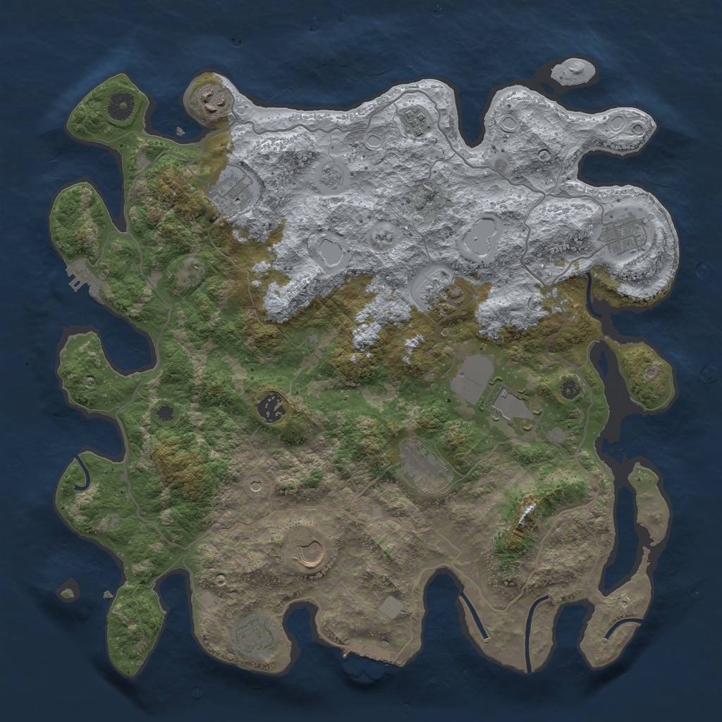 Rust Map: Procedural Map, Size: 4000, Seed: 490737, 19 Monuments