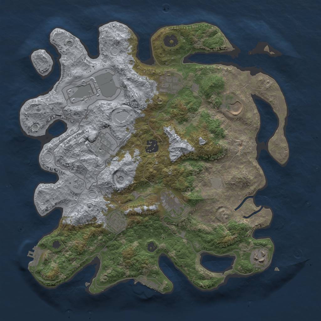 Rust Map: Procedural Map, Size: 3500, Seed: 46261431, 17 Monuments