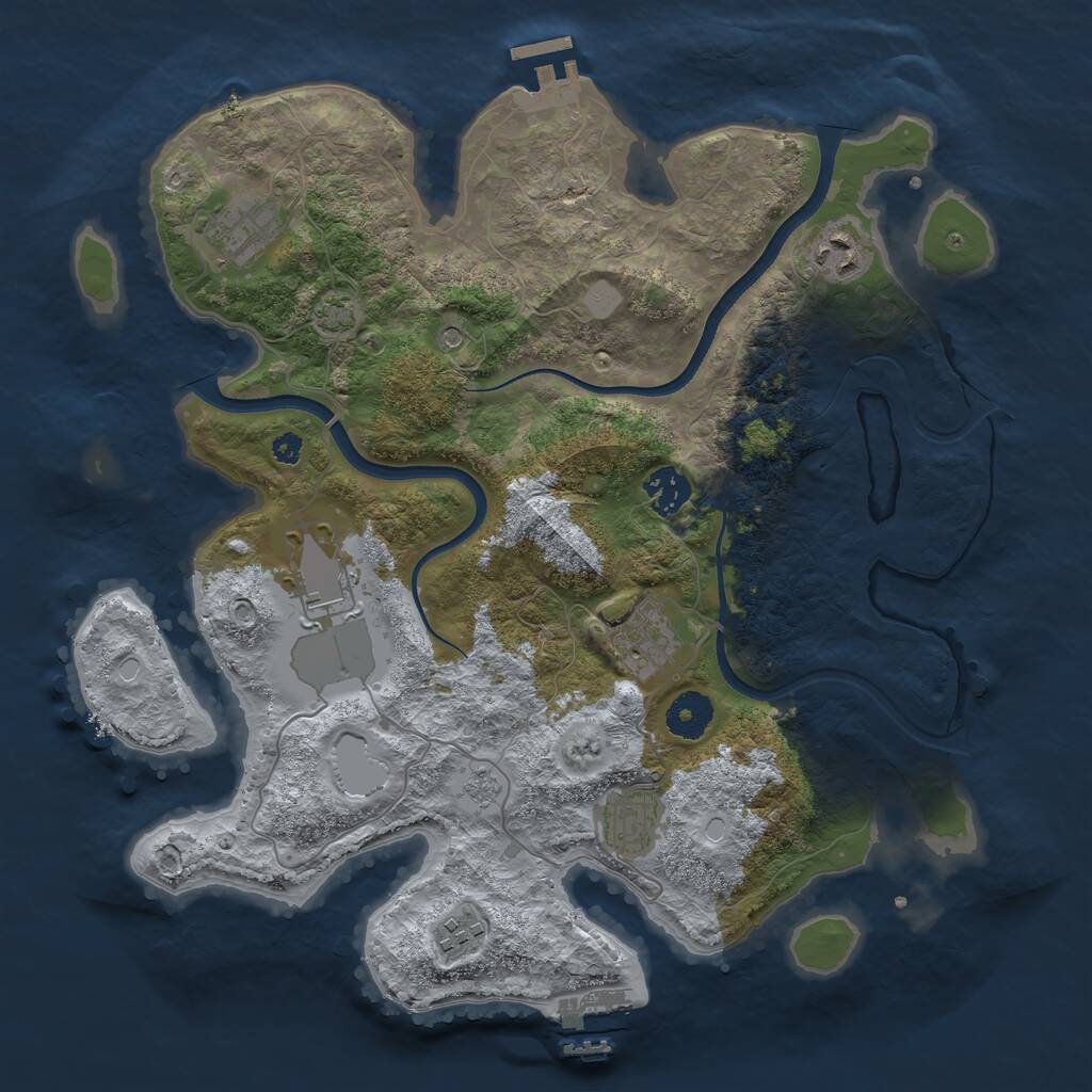 Rust Map: Procedural Map, Size: 3550, Seed: 37428, 13 Monuments