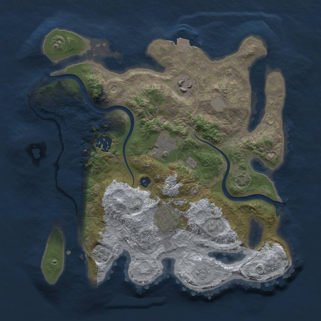 Rust Map: Procedural Map, Size: 3000, Seed: 27811, 9 Monuments