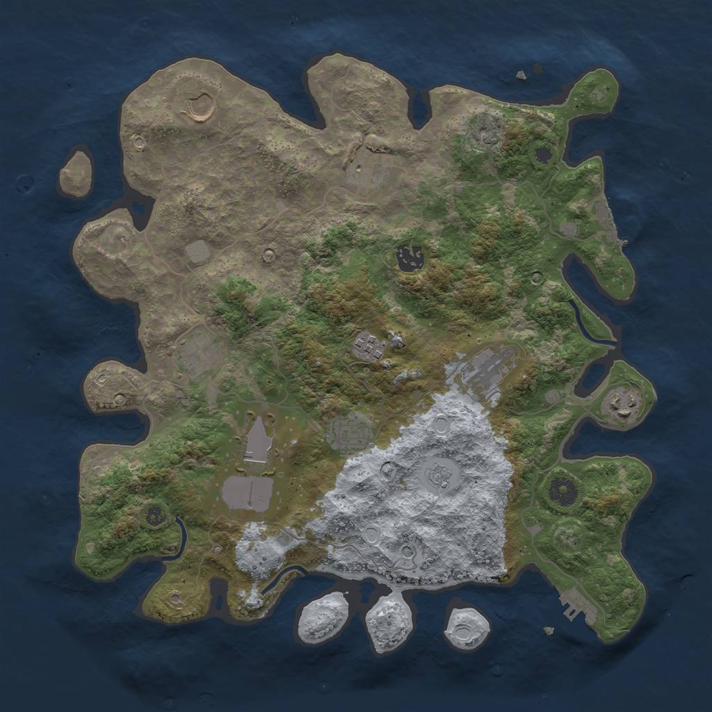 Rust Map: Procedural Map, Size: 3700, Seed: 46874583, 18 Monuments