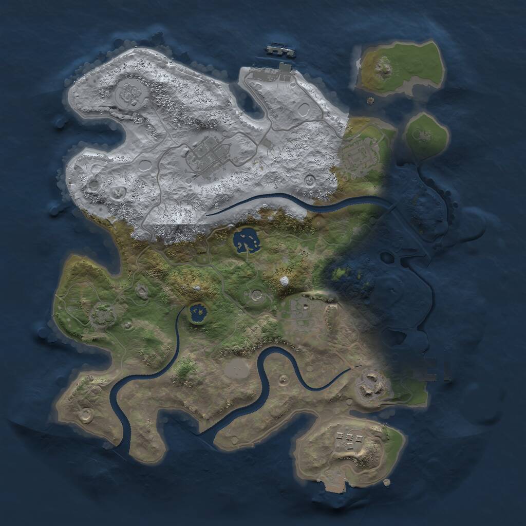 Rust Map: Procedural Map, Size: 3000, Seed: 3940681, 12 Monuments