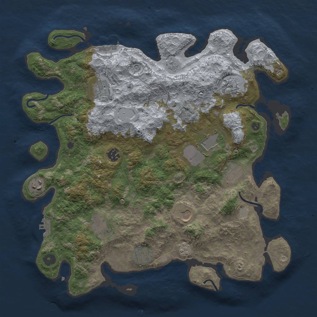 Rust Map: Procedural Map, Size: 3900, Seed: 61809947, 19 Monuments