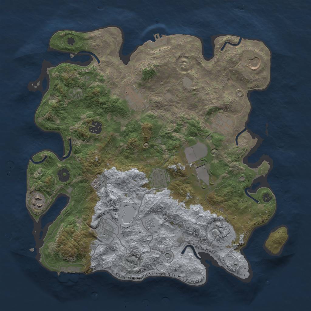 Rust Map: Procedural Map, Size: 3600, Seed: 35802700, 19 Monuments