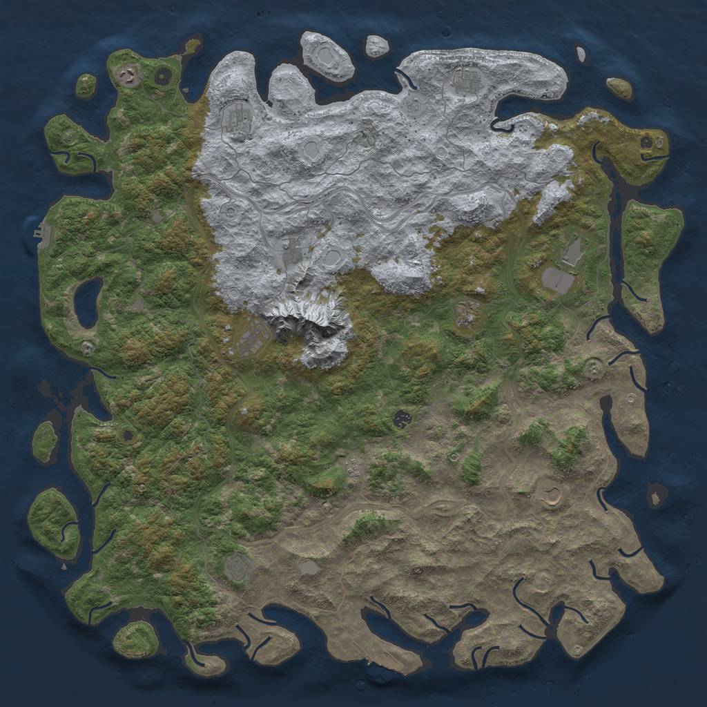 Rust Map: Procedural Map, Size: 6000, Seed: 90749528, 20 Monuments