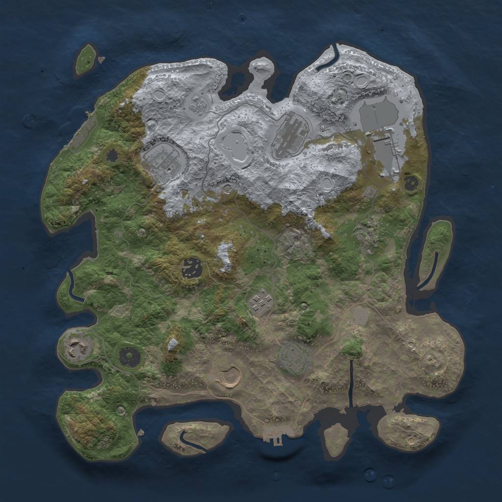 Rust Map: Procedural Map, Size: 3500, Seed: 54119, 18 Monuments