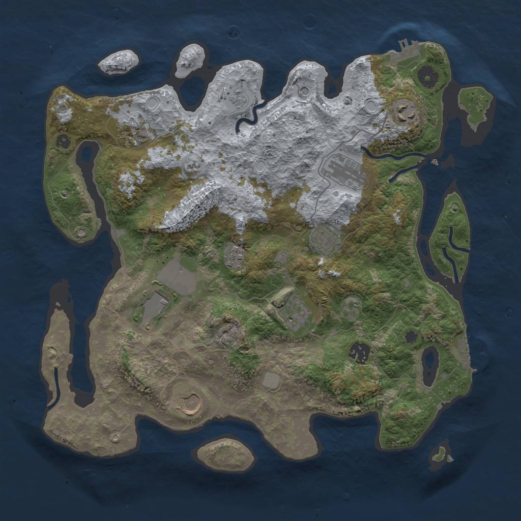 Rust Map: Procedural Map, Size: 3700, Seed: 883440237, 18 Monuments