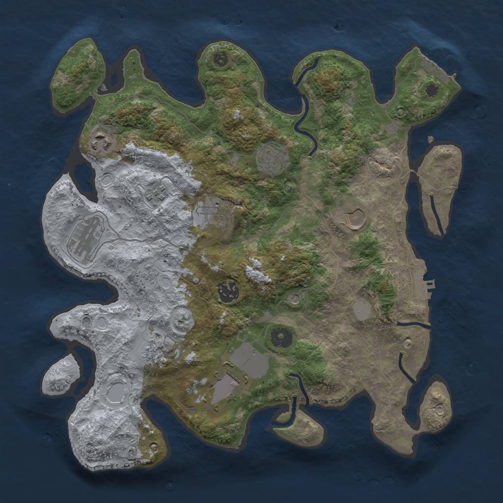 Rust Map: Procedural Map, Size: 3500, Seed: 852453020, 18 Monuments