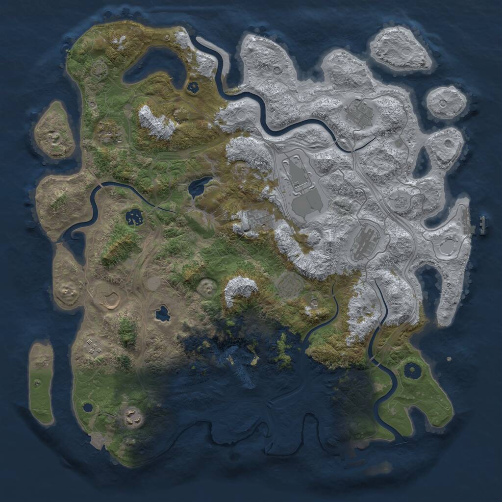 Rust Map: Procedural Map, Size: 4400, Seed: 2491, 16 Monuments
