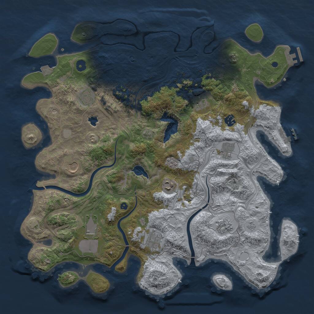 Rust Map: Procedural Map, Size: 4300, Seed: 5092, 16 Monuments
