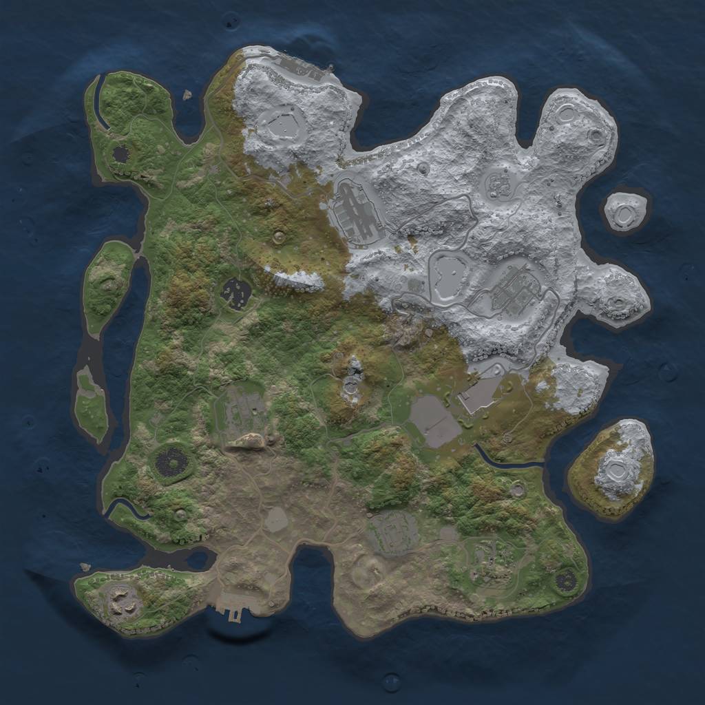 Rust Map: Procedural Map, Size: 3500, Seed: 1204362128, 17 Monuments
