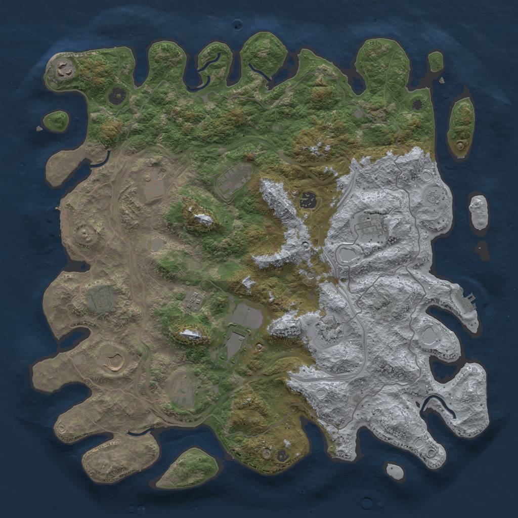 Rust Map: Procedural Map, Size: 4500, Seed: 1909389347, 20 Monuments