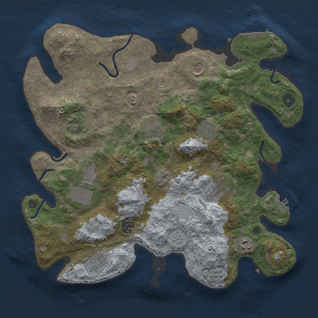 Rust Map: Procedural Map, Size: 3750, Seed: 6465444, 19 Monuments