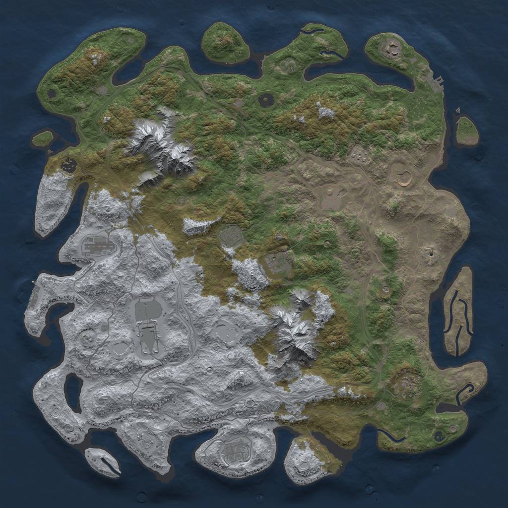 Rust Map: Procedural Map, Size: 5000, Seed: 807509830, 20 Monuments