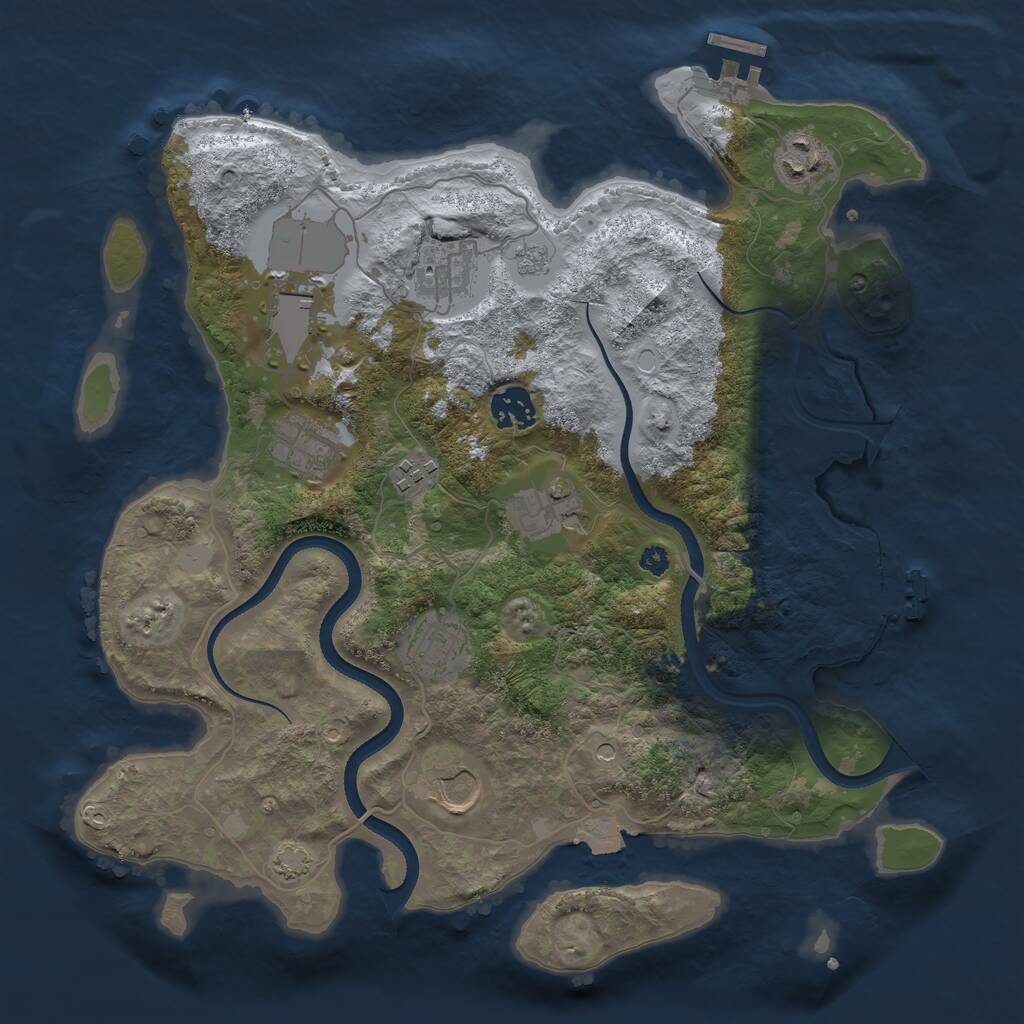 Rust Map: Procedural Map, Size: 3500, Seed: 58520186, 15 Monuments