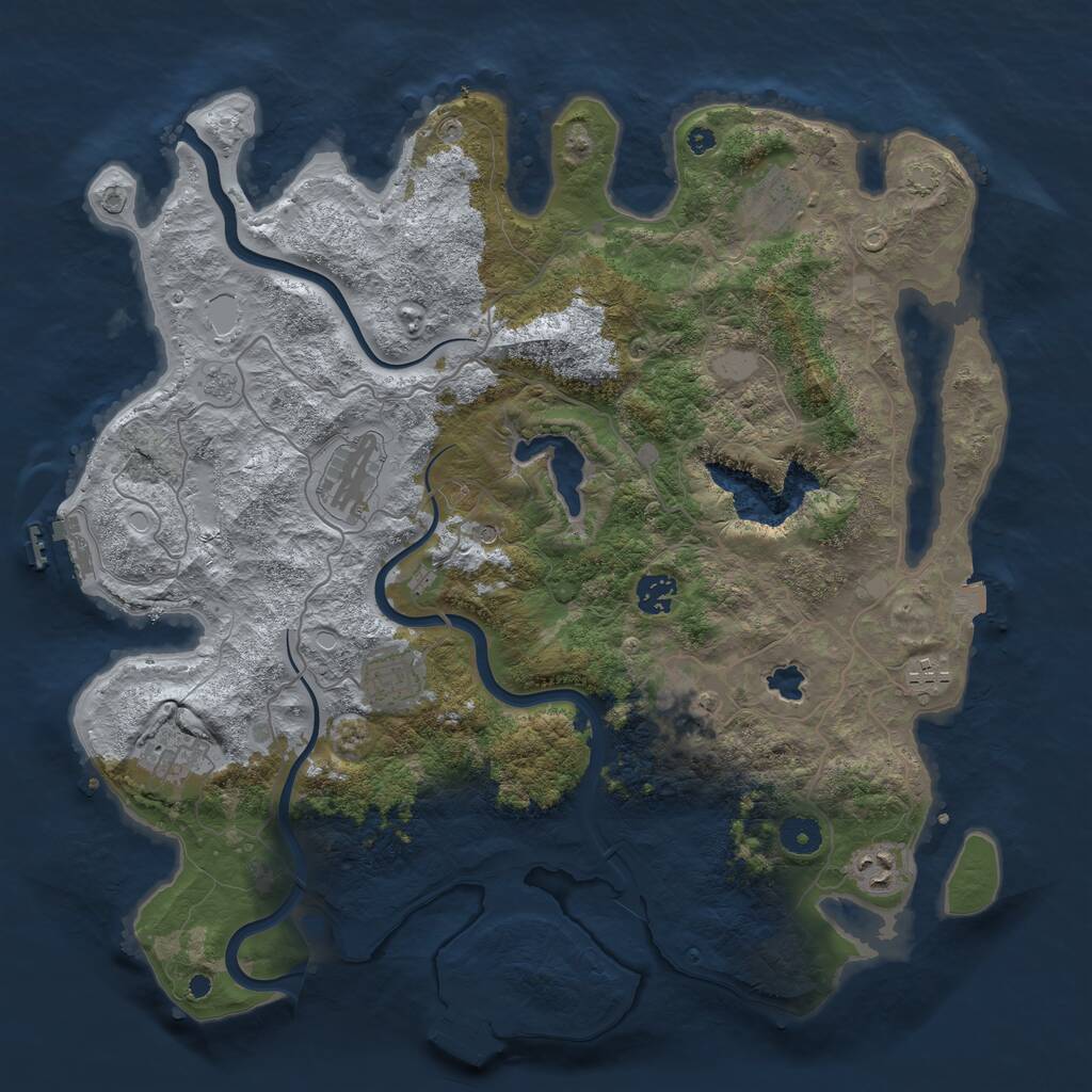 Rust Map: Procedural Map, Size: 4000, Seed: 4100449, 14 Monuments
