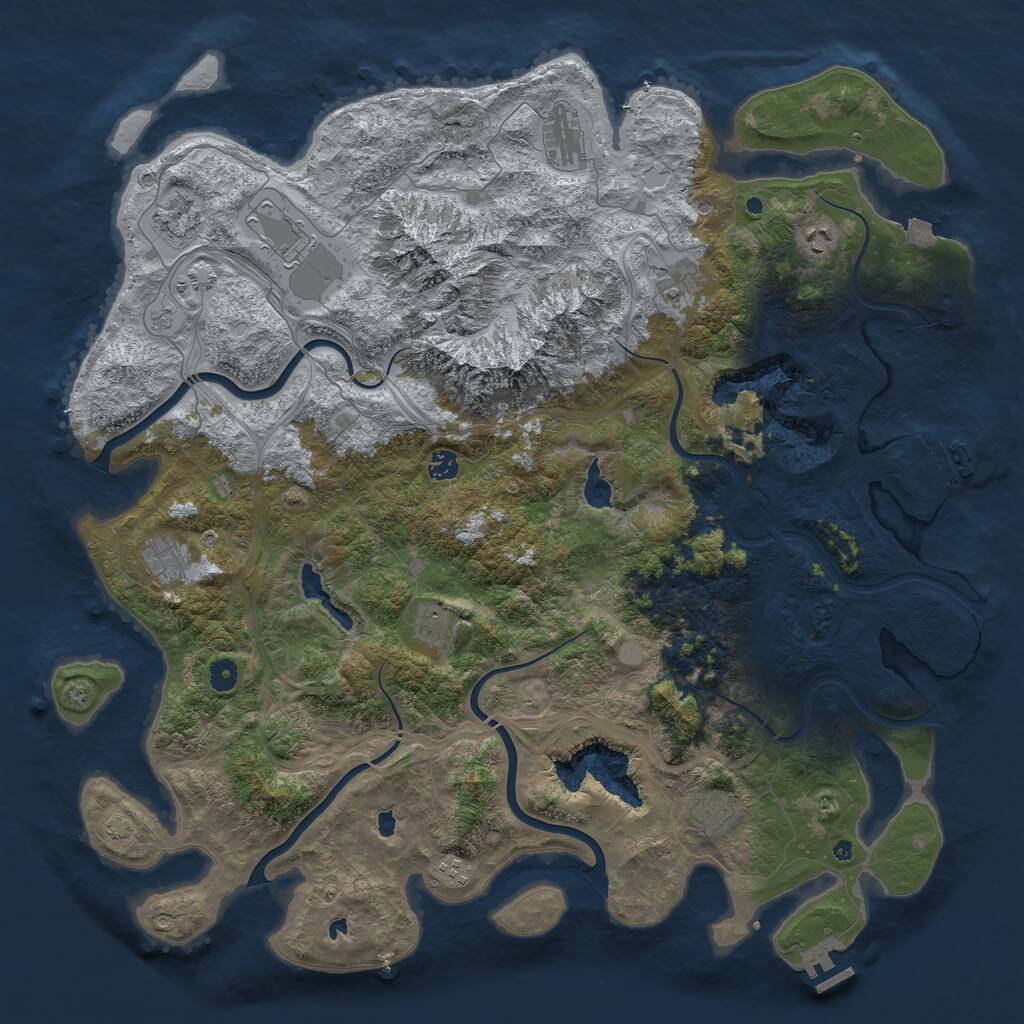 Rust Map: Procedural Map, Size: 5000, Seed: 926301201, 16 Monuments