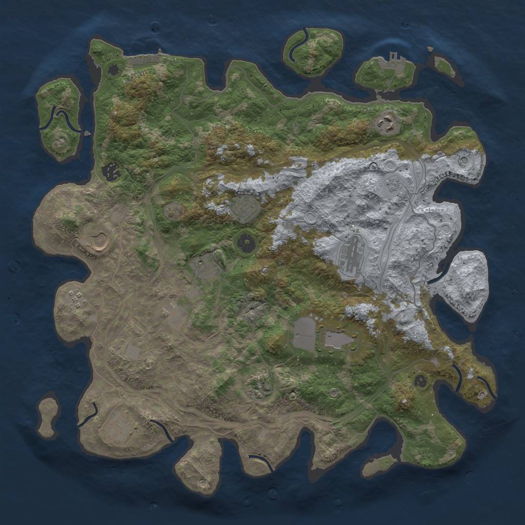 Rust Map: Procedural Map, Size: 4250, Seed: 57107687, 20 Monuments