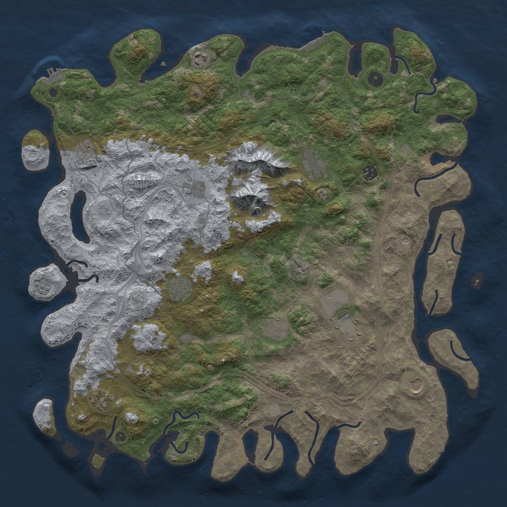 Rust Map: Procedural Map, Size: 5000, Seed: 77390, 20 Monuments