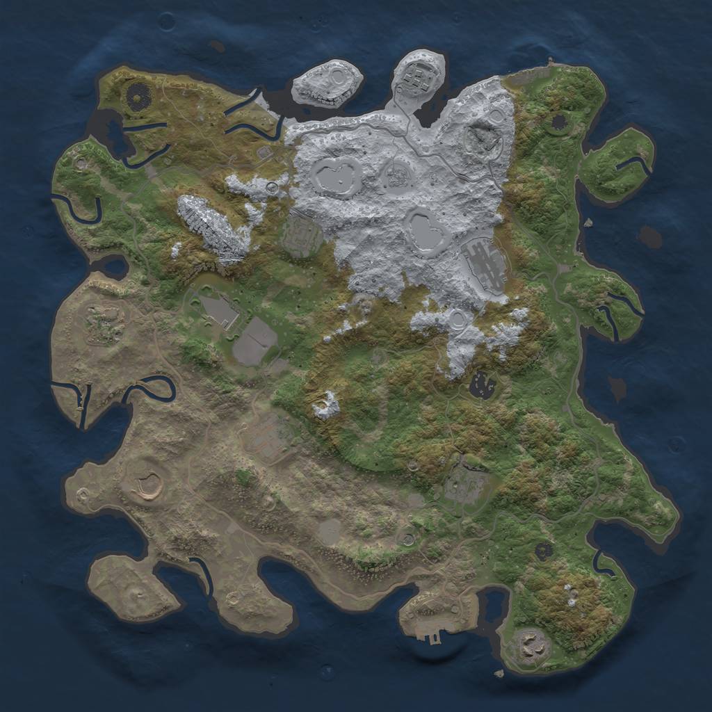 Rust Map: Procedural Map, Size: 4000, Seed: 1636776994, 19 Monuments